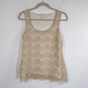 Banana Republic Floral Lace Embroidery Women’s Size M Lined Sleeveless Khaki Top